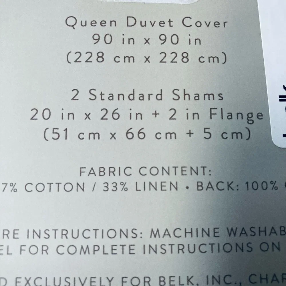 NWT Queen Sedona Teal Linen Cotton Duvet Bedding Set